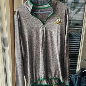 Colosseum Gray Long Sleeve Quarter-Zip Pullover with Green Trim Oregon Ducks